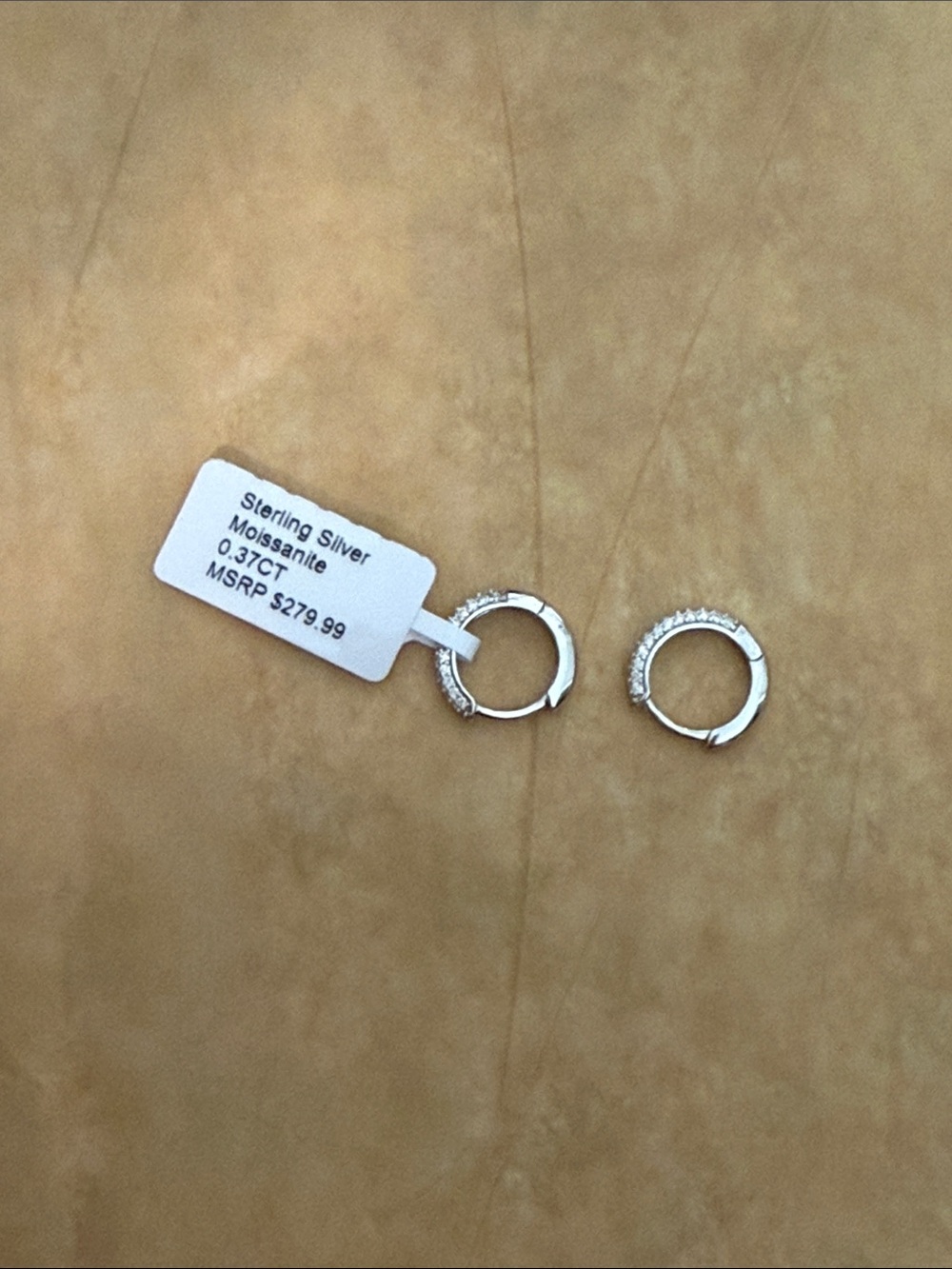 Sterling Silver Hoop Earrings with Moissanite Accents